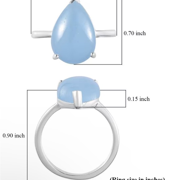 Light Blue Color Jade (D) Solitaire Ring in Sterling Silver 6.70 ctw - Picture 7 of 8